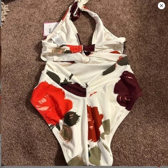 Kate Spade Just Rosy Floral Knotted Halter One Piece Swimsuit size M NWT! - Picture 5 of 11